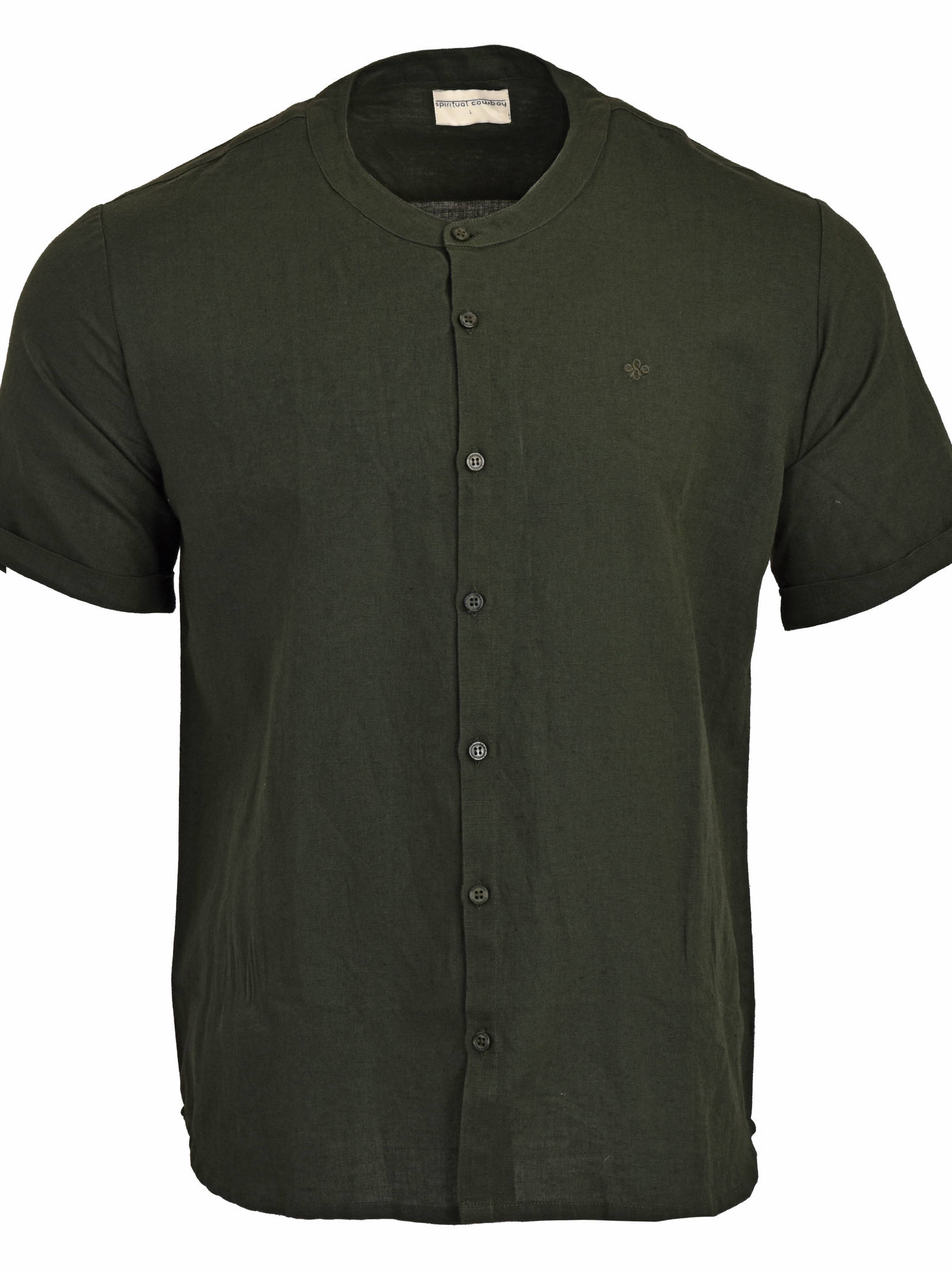 Madero Linen Shirt Short Sleeve Forest Green Front View