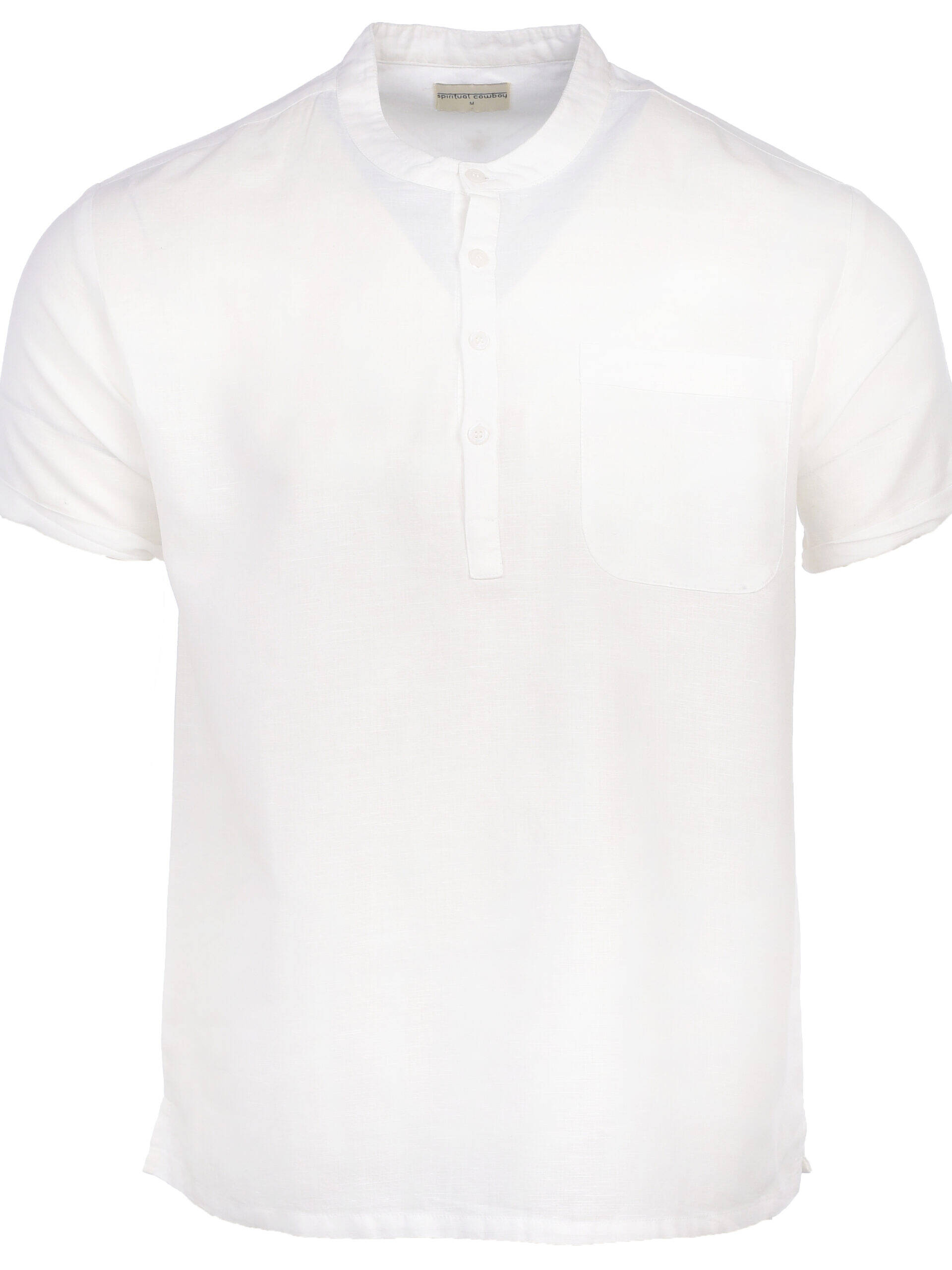 Vicente Linen Shirt Short Sleeve White Front View