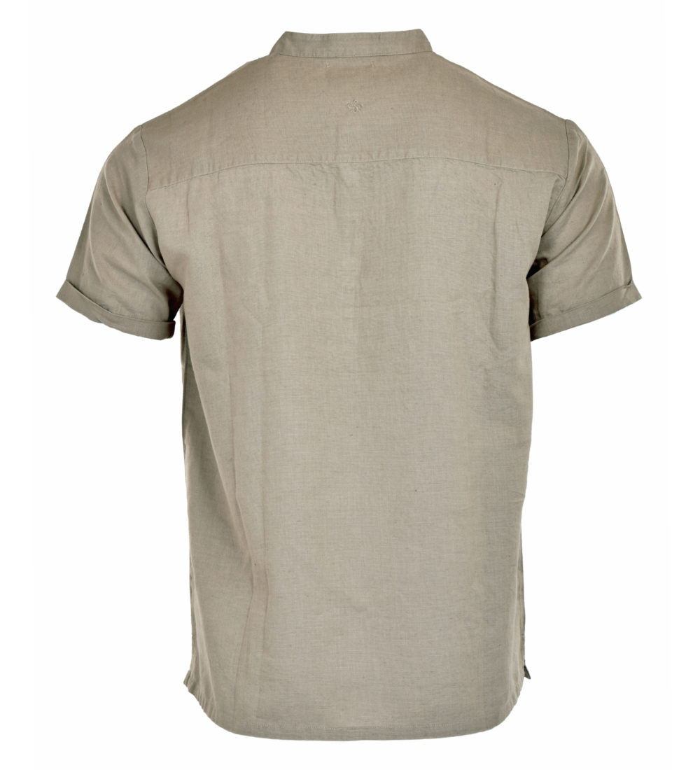 Vicente Linen Short Sleeve Shirt Grey Back
