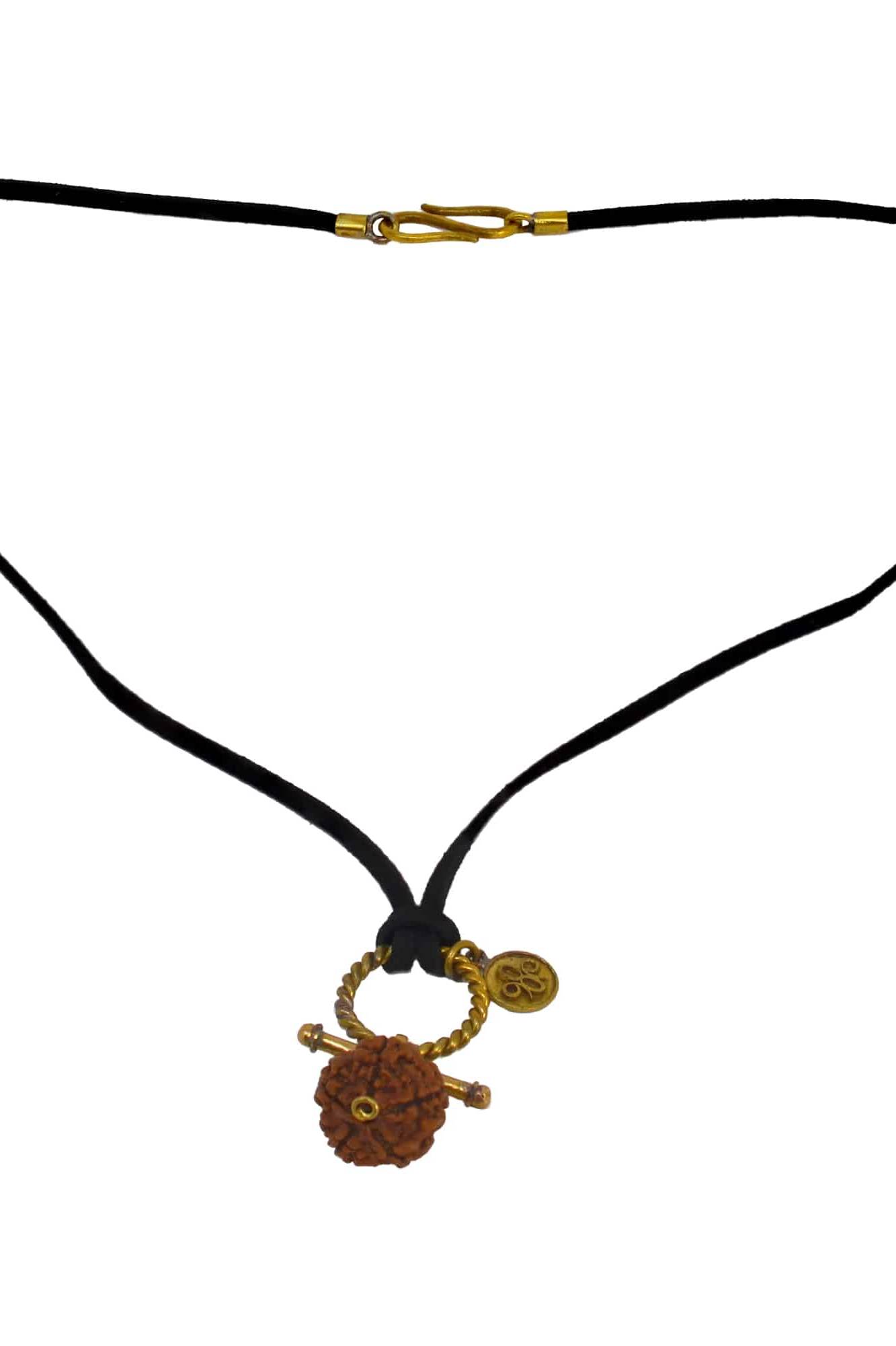 Rudraksha Pendant on Leather Thread Necklace