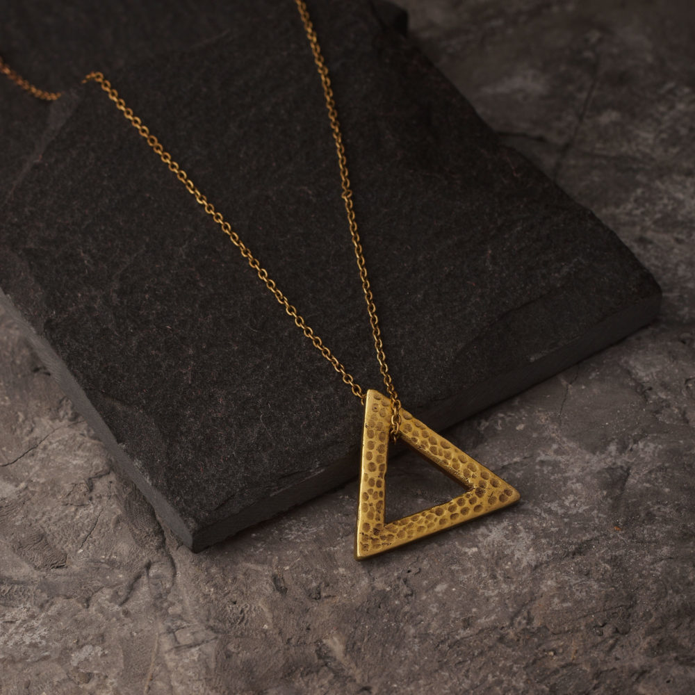 Triangle Pendant Necklace On Slate