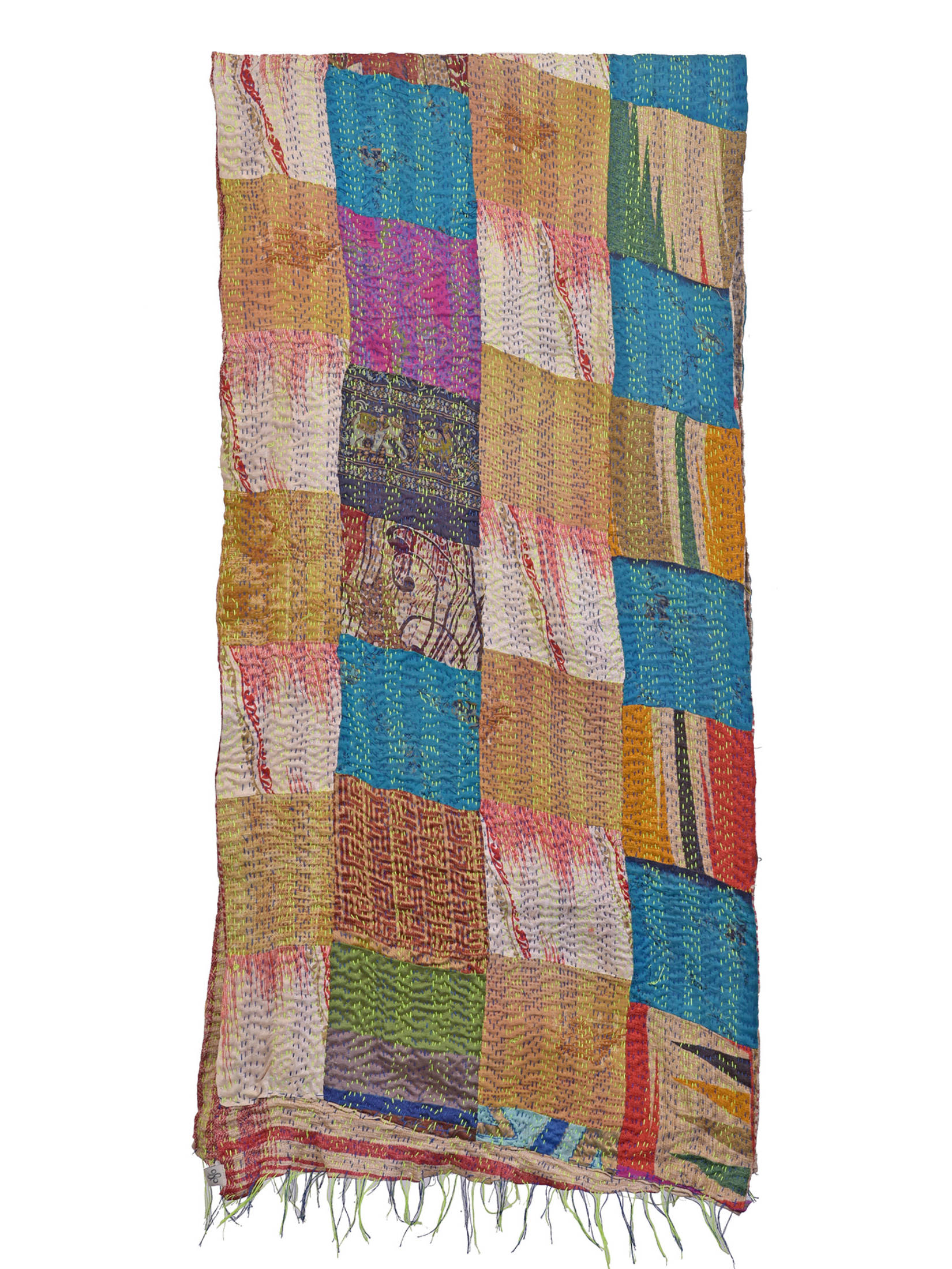 Vintage Multicolor Reversible Stole Folded